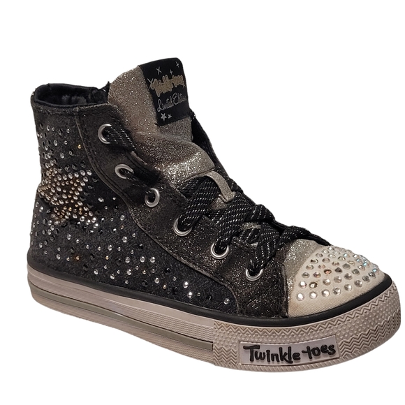 Skechers Girls Limited Edition Twinkle Toes Light Up Hi-top Zip Sneakers - Picture 3 of 13
